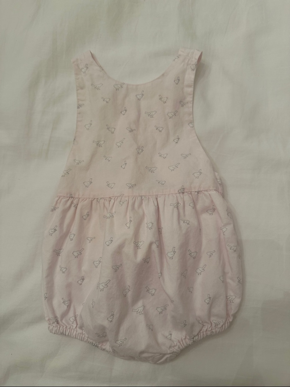 Jacadi Light Pink Bird-Print Baby Romper
